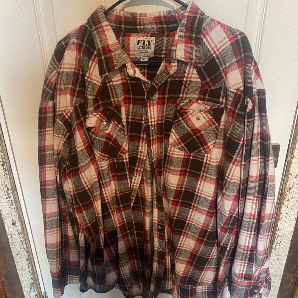 Ely Cattleman Red and Black Plaid Shirt